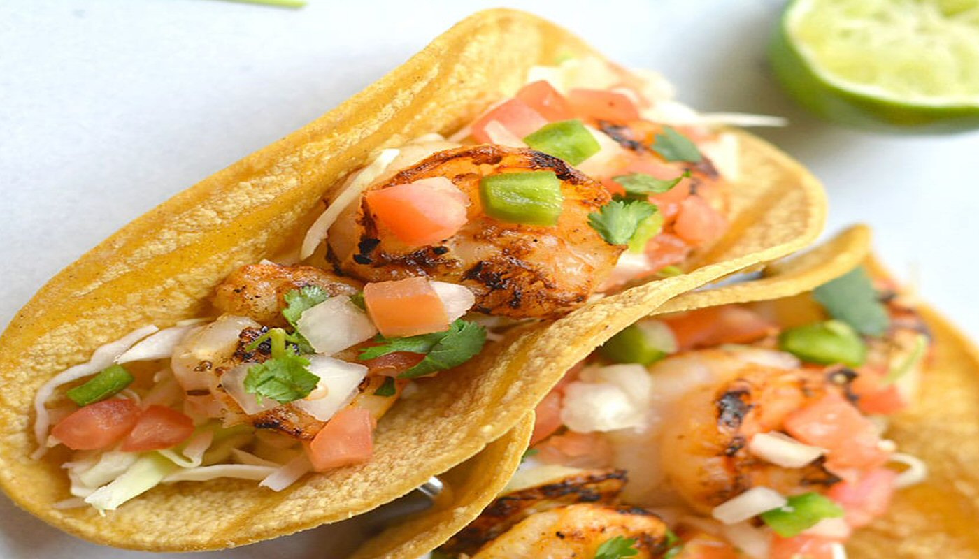 Order GRILLED SHRIMP TACO MEAL WITH RICE AND BEANS food online from El Taco Chico store, Oak Park on bringmethat.com