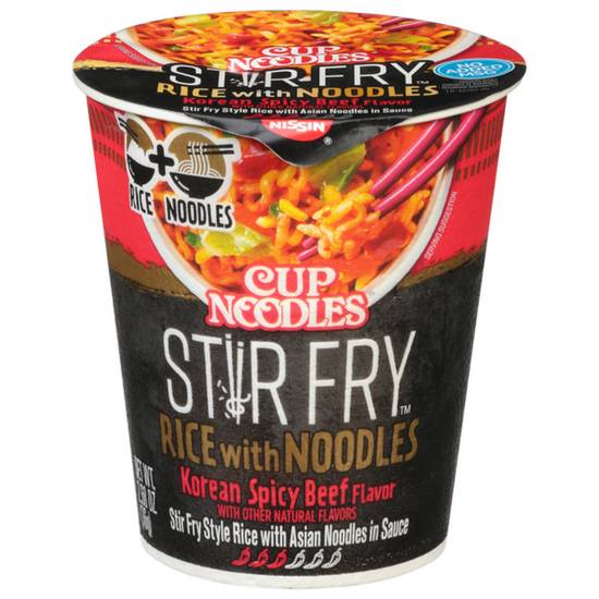 Order Cup Noodles Stir Fry Rice w/Noodles - Korean Spicy Beef food online from IV Deli Mart store, Goleta on bringmethat.com