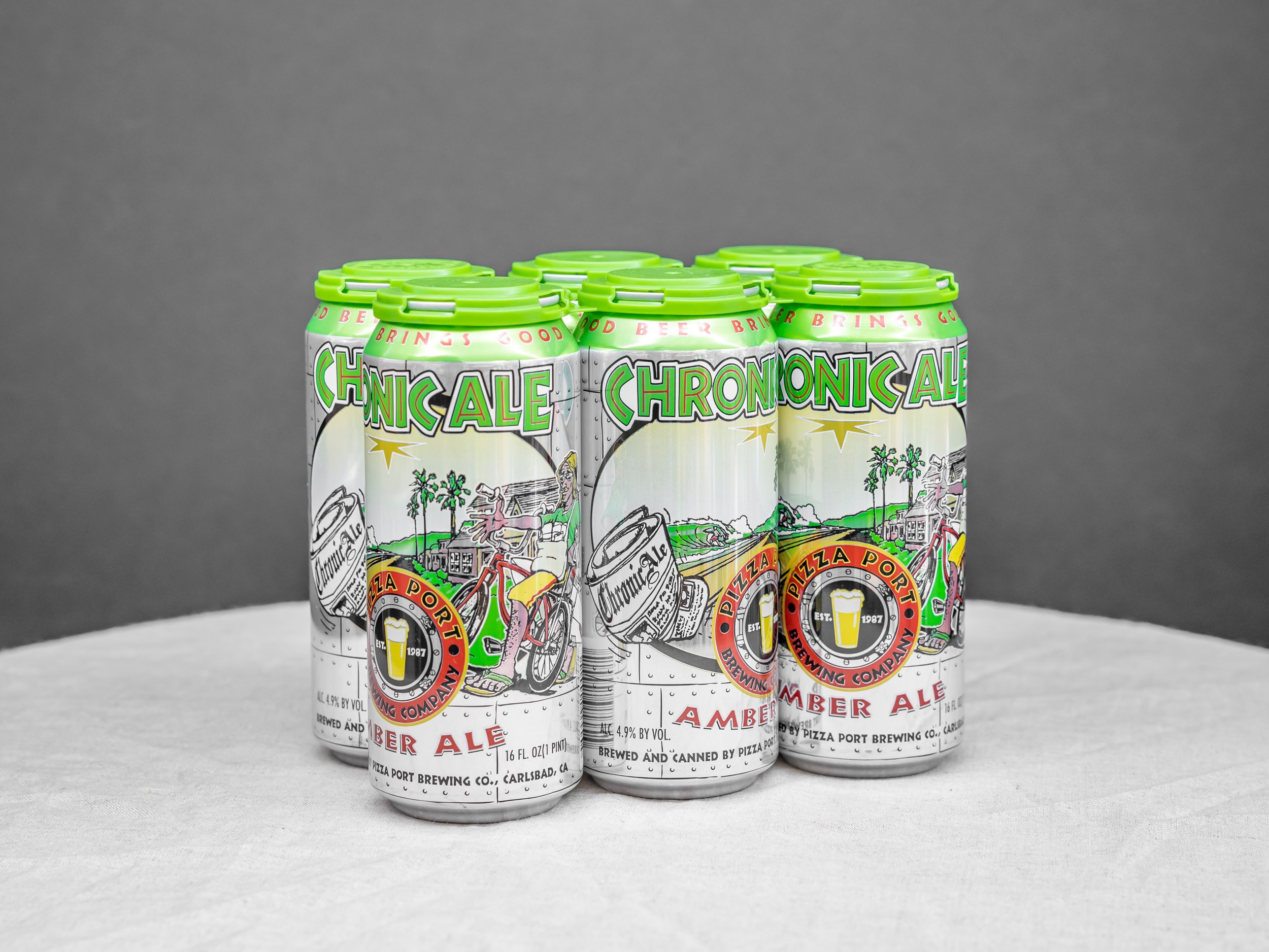 Order 6 Pack 16 oz. Canned Pizza Port Chronic Ale  food online from Bistro Liquor store, Huntington Beach on bringmethat.com
