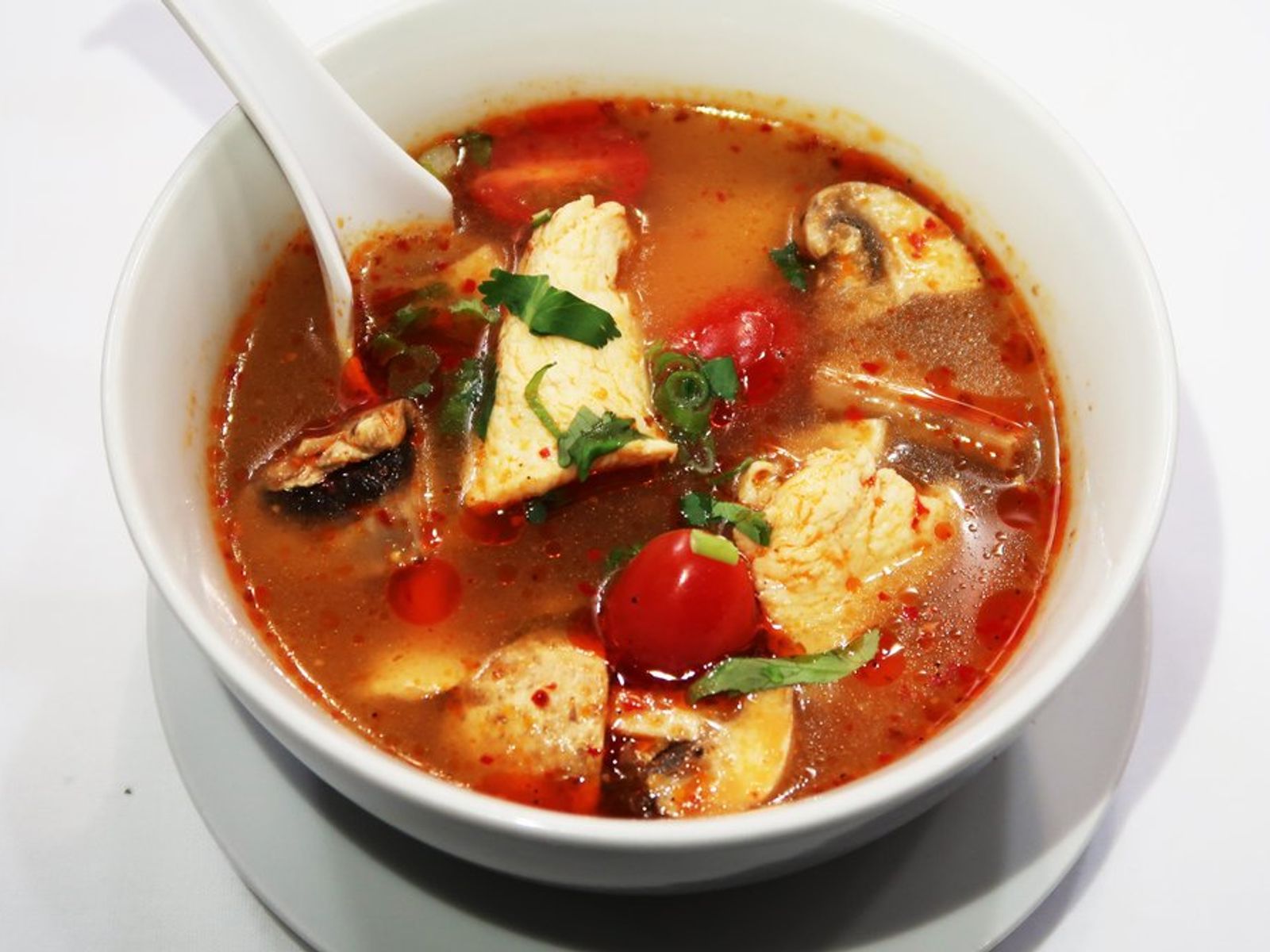 Order TOM YUM SOUP food online from Pinto Urban Thai Diner store, Richardson on bringmethat.com