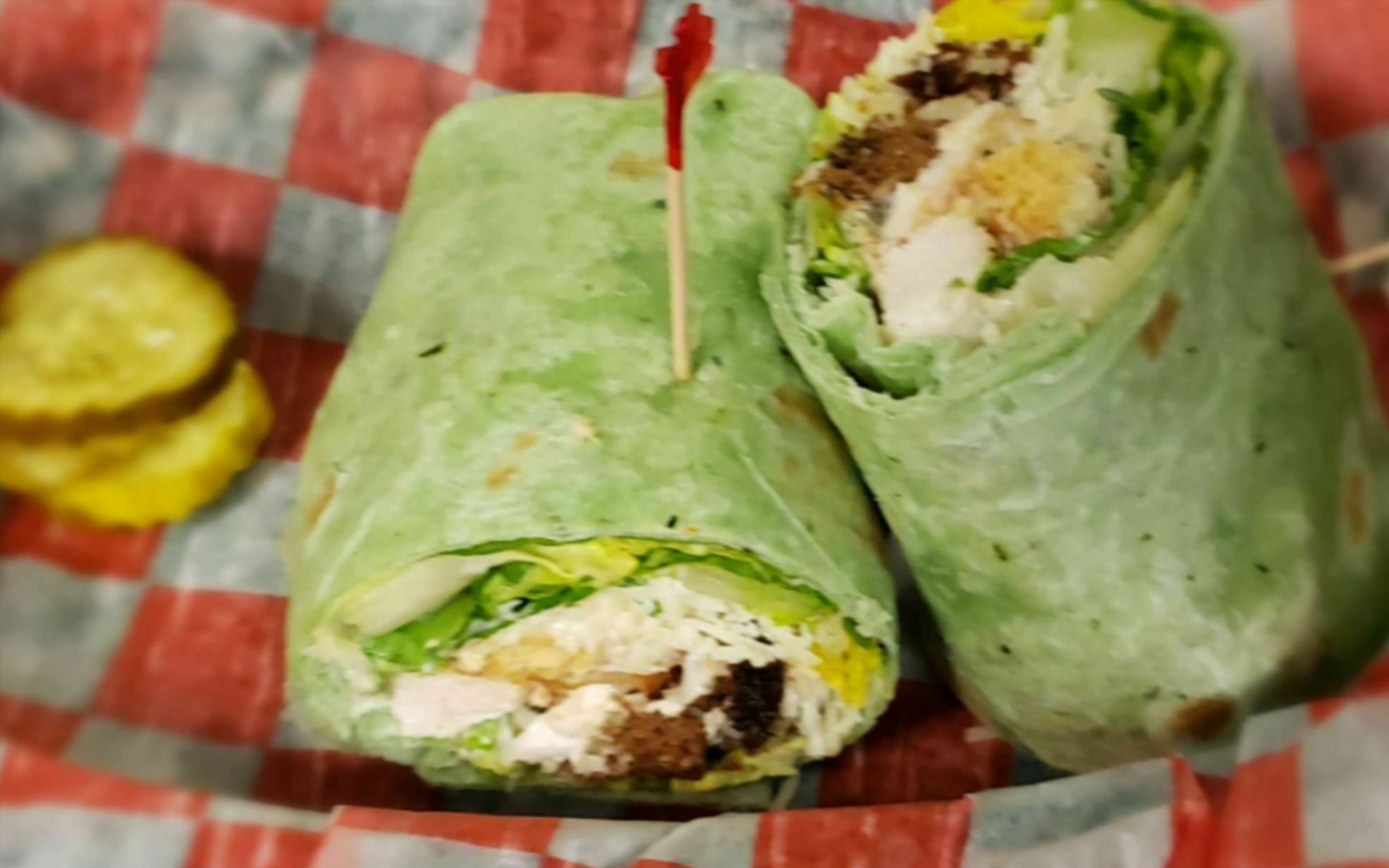 Order Chicken Caesar Wrap food online from A Cut Above Deli store, Canton on bringmethat.com