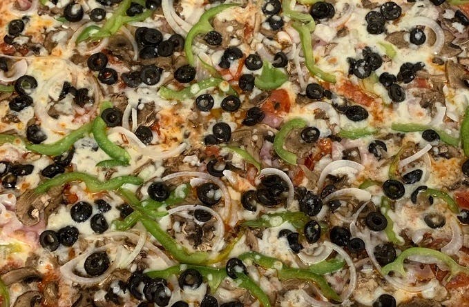 Order Super Combo Pizza - 12'' food online from Abo's Pizza store, Boulder on bringmethat.com