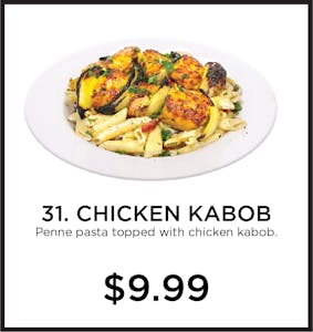 Order 31. Chicken Kabob Pasta food online from Mystic Grill store, La Mesa on bringmethat.com