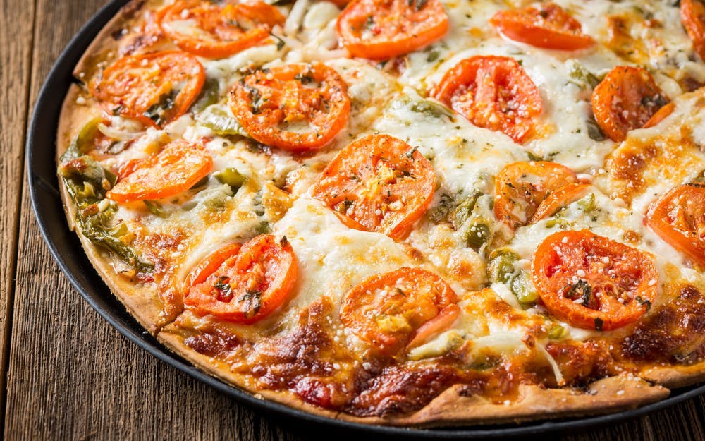 Order Veggie Pizza - 12" food online from Rosati's Pizza store, Naperville on bringmethat.com