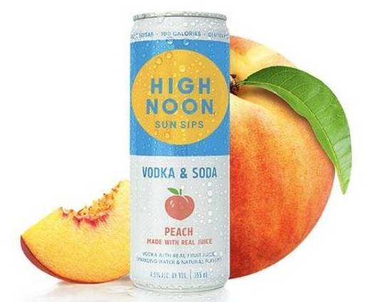 Order High Noon Peach, 4pk-355mL can hard seltzer (4.50% ABV) food online from Cold Spring Liquor store, Liberty Hill on bringmethat.com