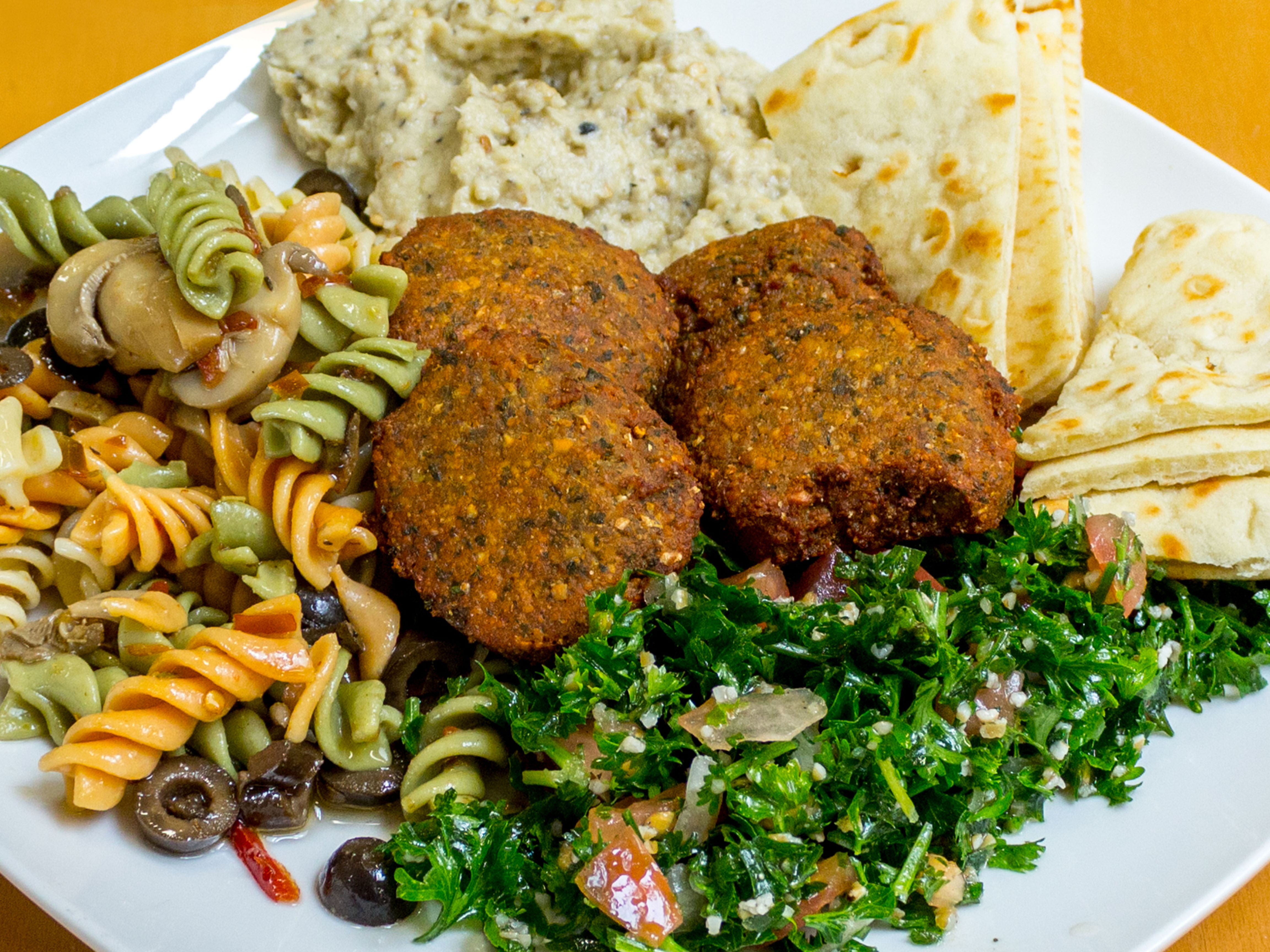 Order A5. Vegetarian Platter food online from Taza Grill store, Raleigh on bringmethat.com