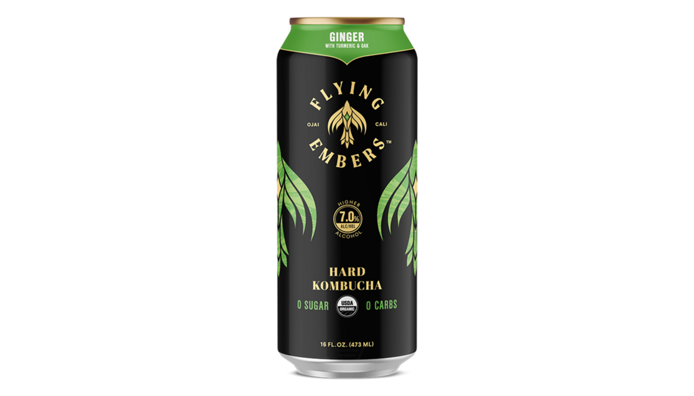 Order Flying Embers Ginger Hard Kombucha 6x 12oz Cans food online from Liquor Palace store, Burbank on bringmethat.com