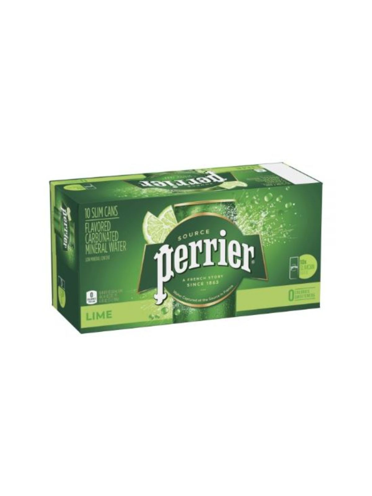Order Perrier Sparkling Water Lime (8.45 oz x 10-pack) food online from Stock-Up Mart store, Marietta on bringmethat.com