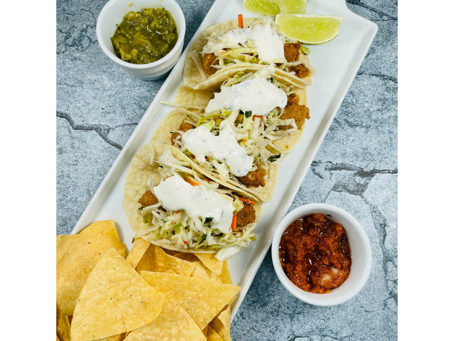 Order Cod Tacos - D food online from The Counter At Old Ballard Catering Co. store, Seattle on bringmethat.com