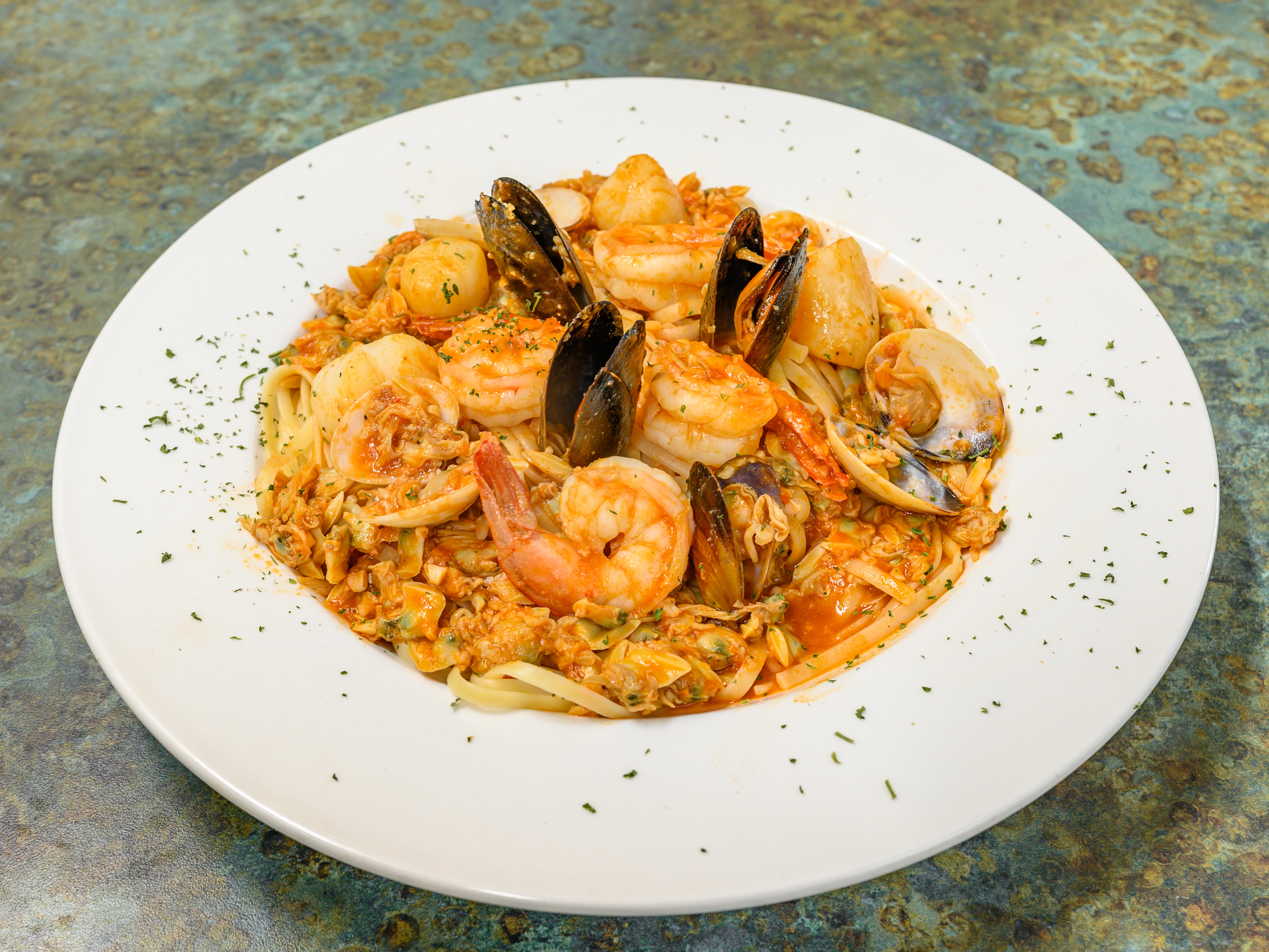 Order Seafood Combo over Pasta food online from Dante Pizzeria & Grill store, Colonial Heights on bringmethat.com