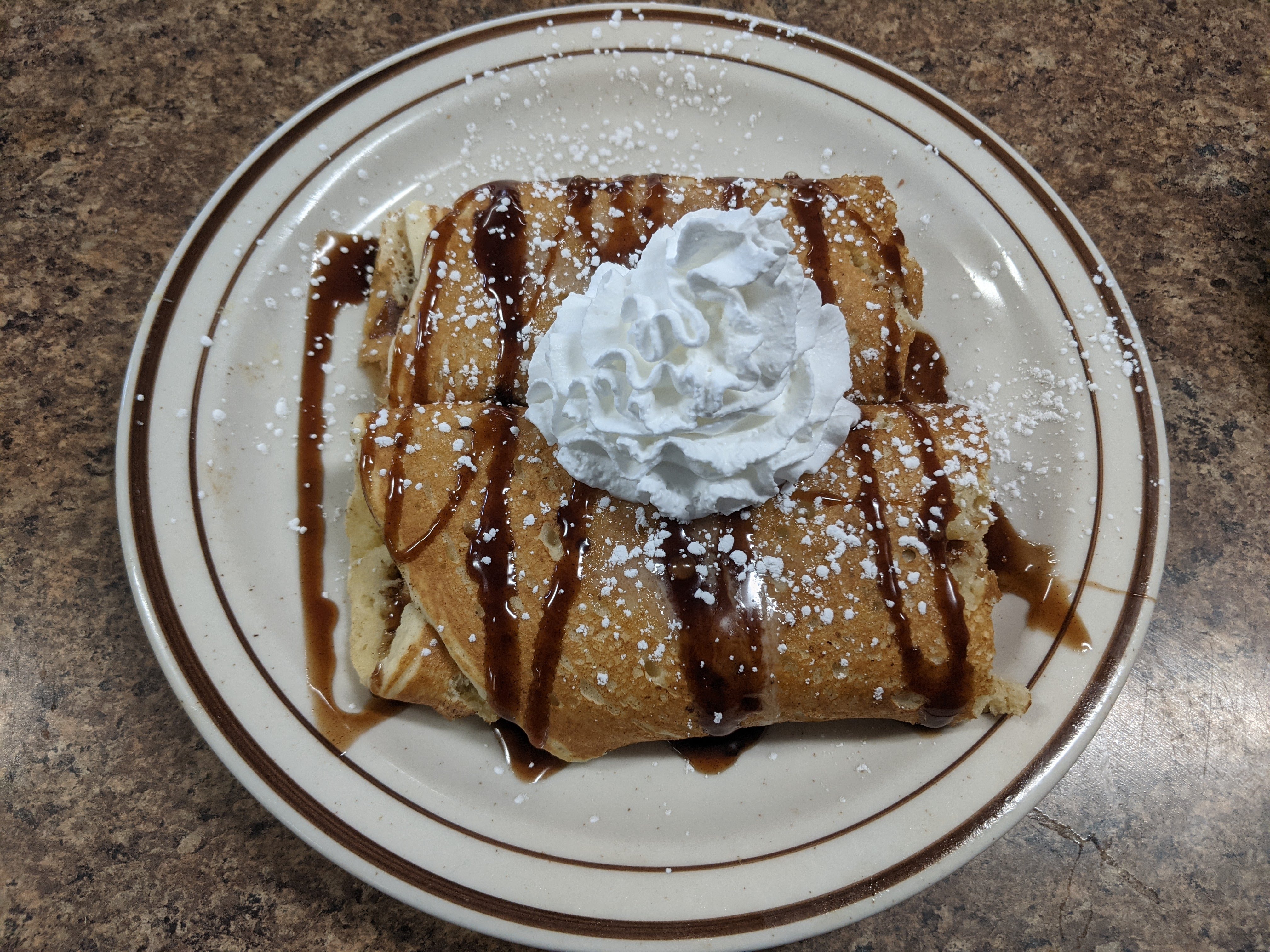 Order Sweet Cinnamon Roll Pancakes food online from Parkside Diner store, Rochester on bringmethat.com