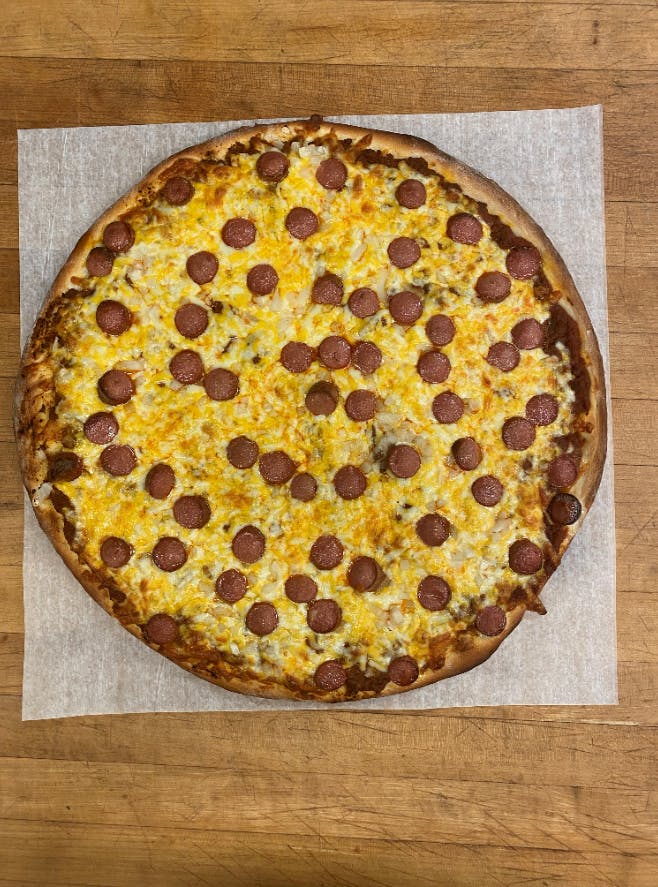 Order Coney Dog Pizza - Small 10'' food online from Big D Pizza store, Clyde on bringmethat.com