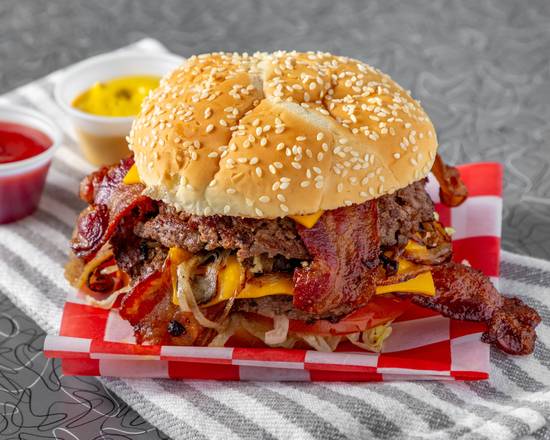 Order Double Bacon Cheeseburger food online from LC's Hamburgers Etc store, Kansas City on bringmethat.com