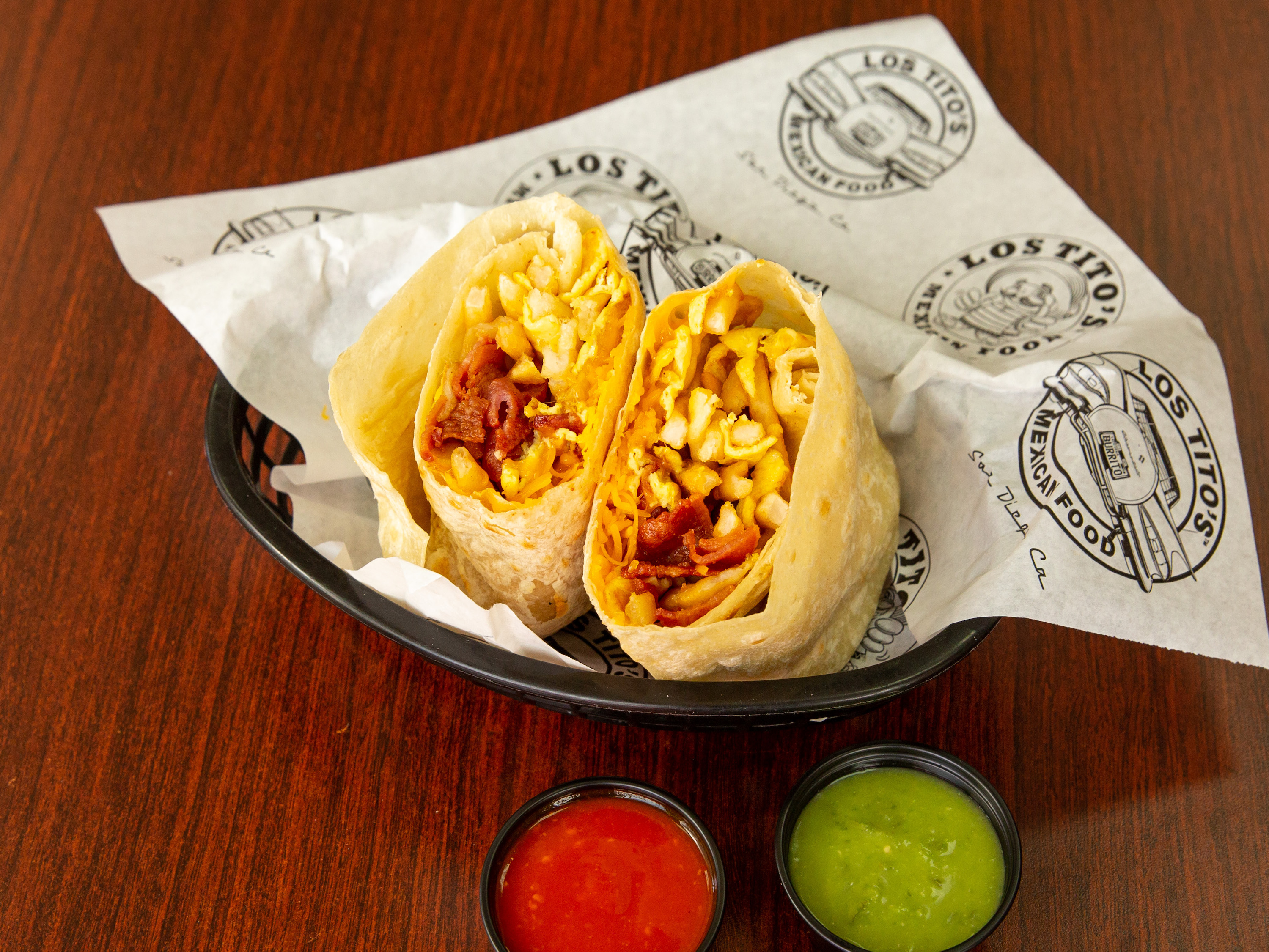 Order Bacon and Papa Burrito food online from Los Titos Mexican Food store, San Diego on bringmethat.com