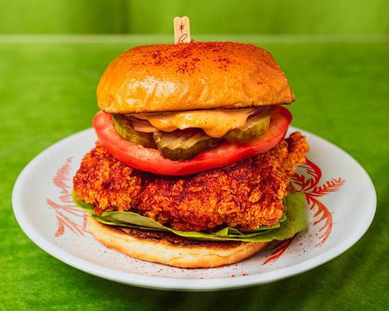 Order Spicy Fried Chicken Sandwich food online from Beverly Hills Burger Bungalow store, Gainesville on bringmethat.com