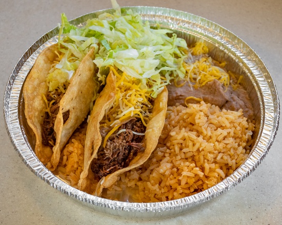 Order 11. Two Tacos Combination Plate food online from Rancherito'S Mexican Food store, Riverton on bringmethat.com