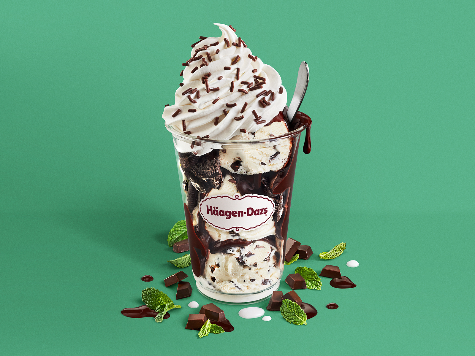 Order Mint Chip Dazzler Sundae food online from Haagen-Dazs - The Outlets At Orange store, Orange on bringmethat.com