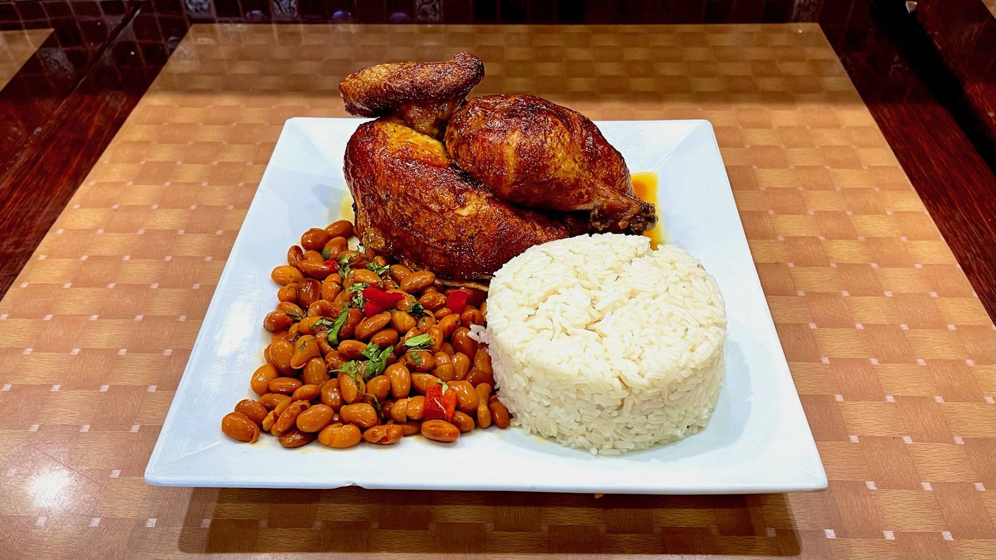 Order 1/2 Chicken, White Rice and Beans food online from MILLENIUM CHICKEN store, Valley Stream on bringmethat.com