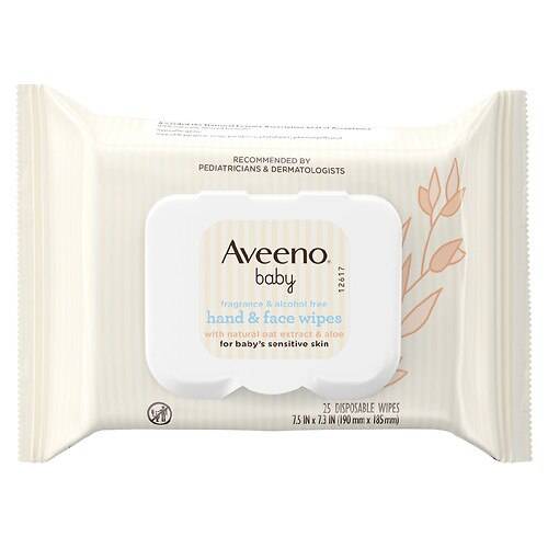 Order Aveeno Baby Hand & Face Cleansing Wipes with Oat Extract Fragrance-Free - 25.0 ea food online from Walgreens store, Springfield on bringmethat.com