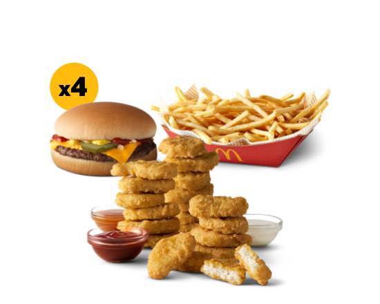 Order 4Cheeseburgers 20 McNugget & Basket of Fries Bundle food online from Mcdonald's® store, ALAMO on bringmethat.com