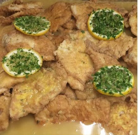 Order Chicken Francese - Entree food online from Pizza Time Restaurant store, Wappingers Falls on bringmethat.com