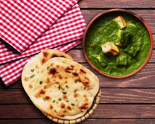 Order Spinach Cottage Cheese & Naan Bread food online from Bowl-O-India store, Voorhees Township on bringmethat.com