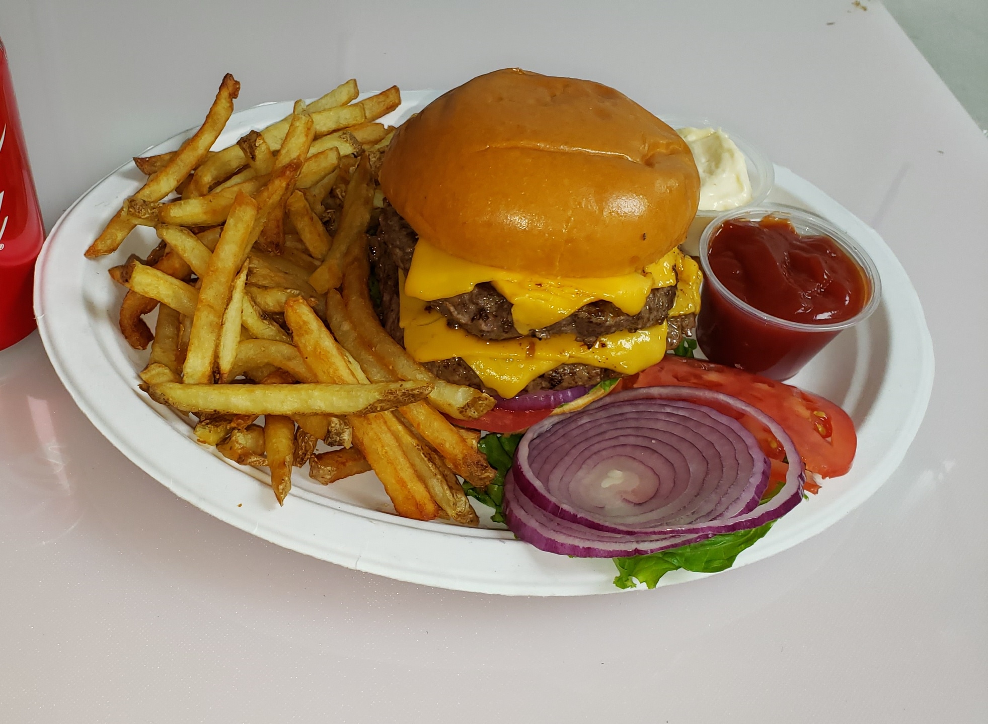 Order 2/3 lb Double Cheeseburger food online from Gyro Eats store, Chicago on bringmethat.com