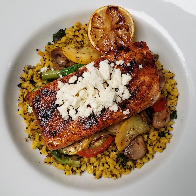 Order SALMON POWER GRAIN BOWL food online from 54th Street Grill and Bar store, Wentzville on bringmethat.com