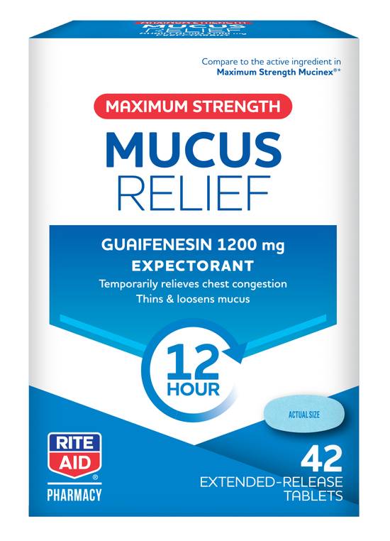 Order Rite Aid Mucus Relief Extended Release Caplet 1200mg (42 ct) food online from Rite Aid store, DUBOIS on bringmethat.com