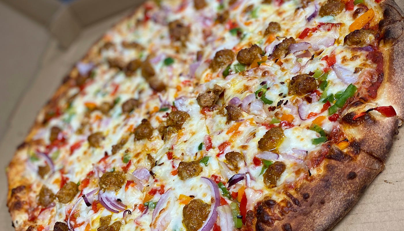 Order Pepper & Italian Sausage Pizza - 12'' food online from New York New York Pizza store, La Mesa on bringmethat.com
