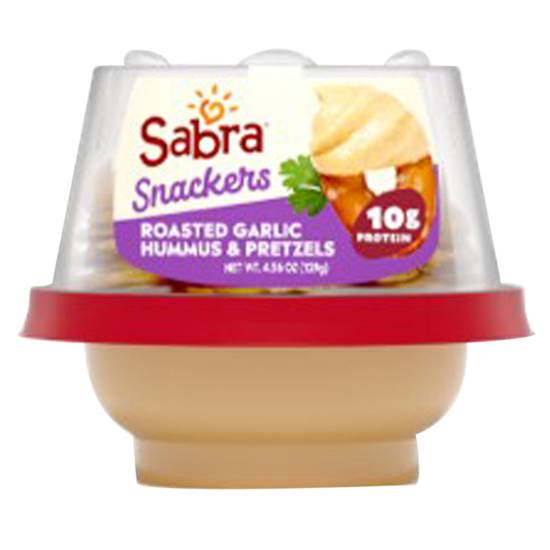 Order Sabra Roasted Garlic Hummus with Pretzels 4.56oz food online from Everyday Needs by Gopuff store, Waltham on bringmethat.com