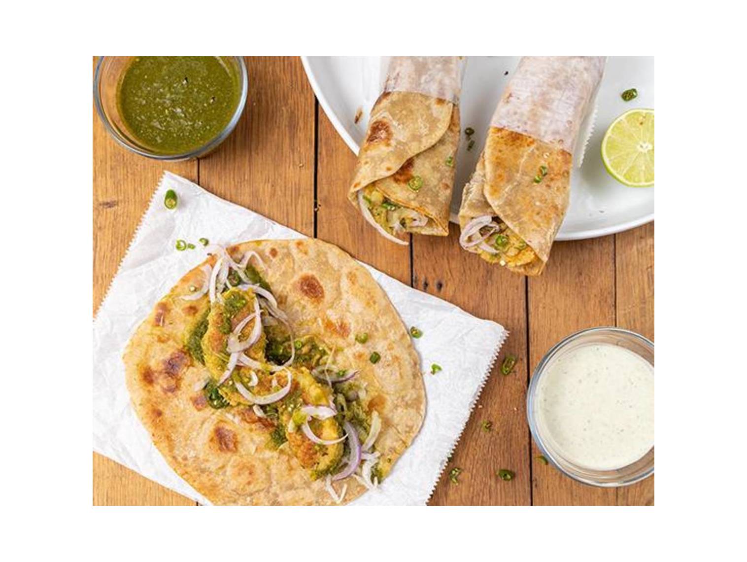 Order Aloo Masala Roll (V) food online from The Kati Roll Company  store, New York on bringmethat.com