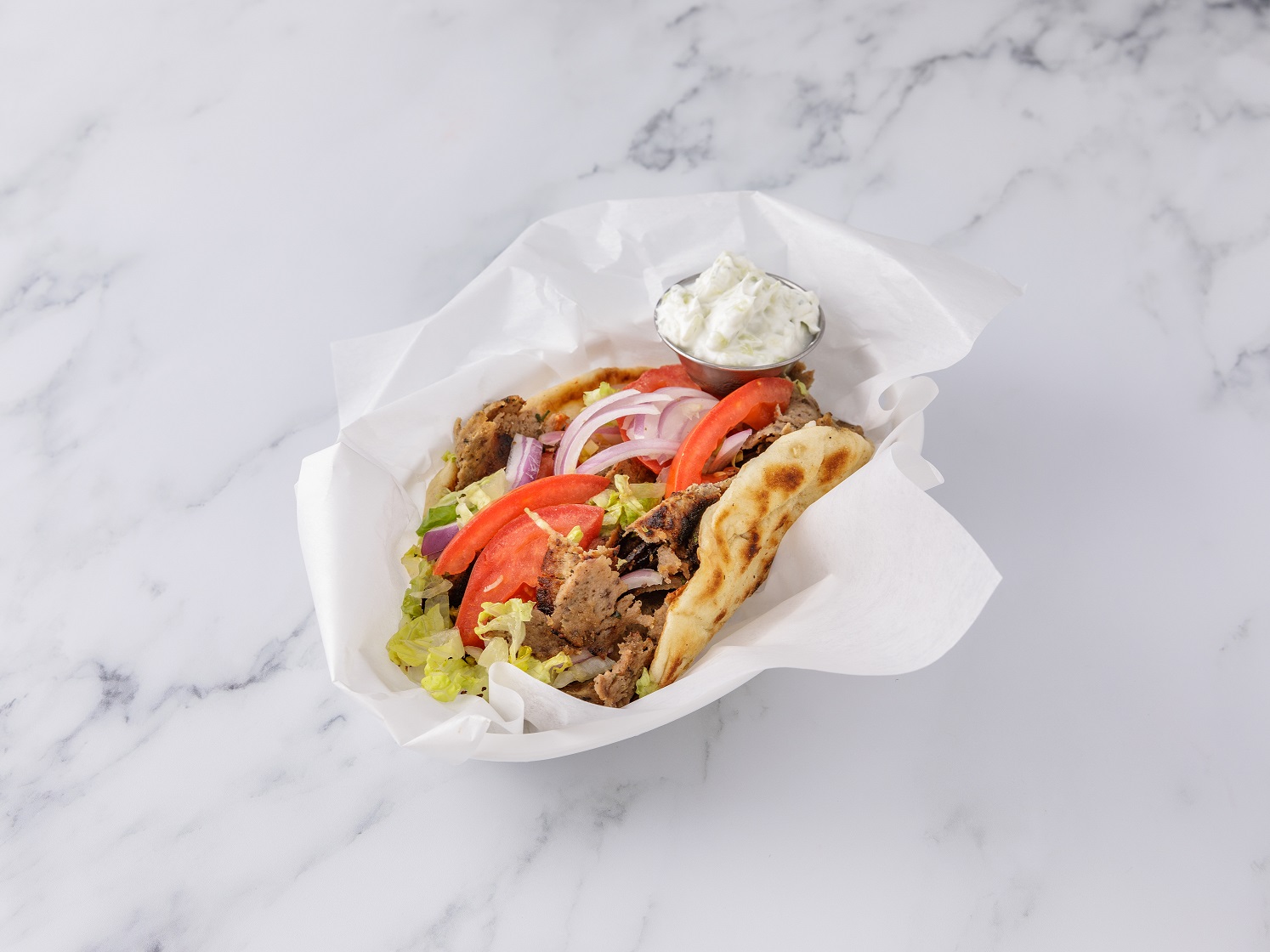 Order Gyro Sandwich food online from Aliada Restaurant store, Astoria on bringmethat.com