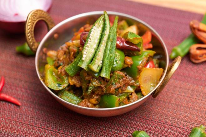 Order Bhindi Anardana (Vegan) food online from Basil Indian and Thai Grill store, Montclair on bringmethat.com