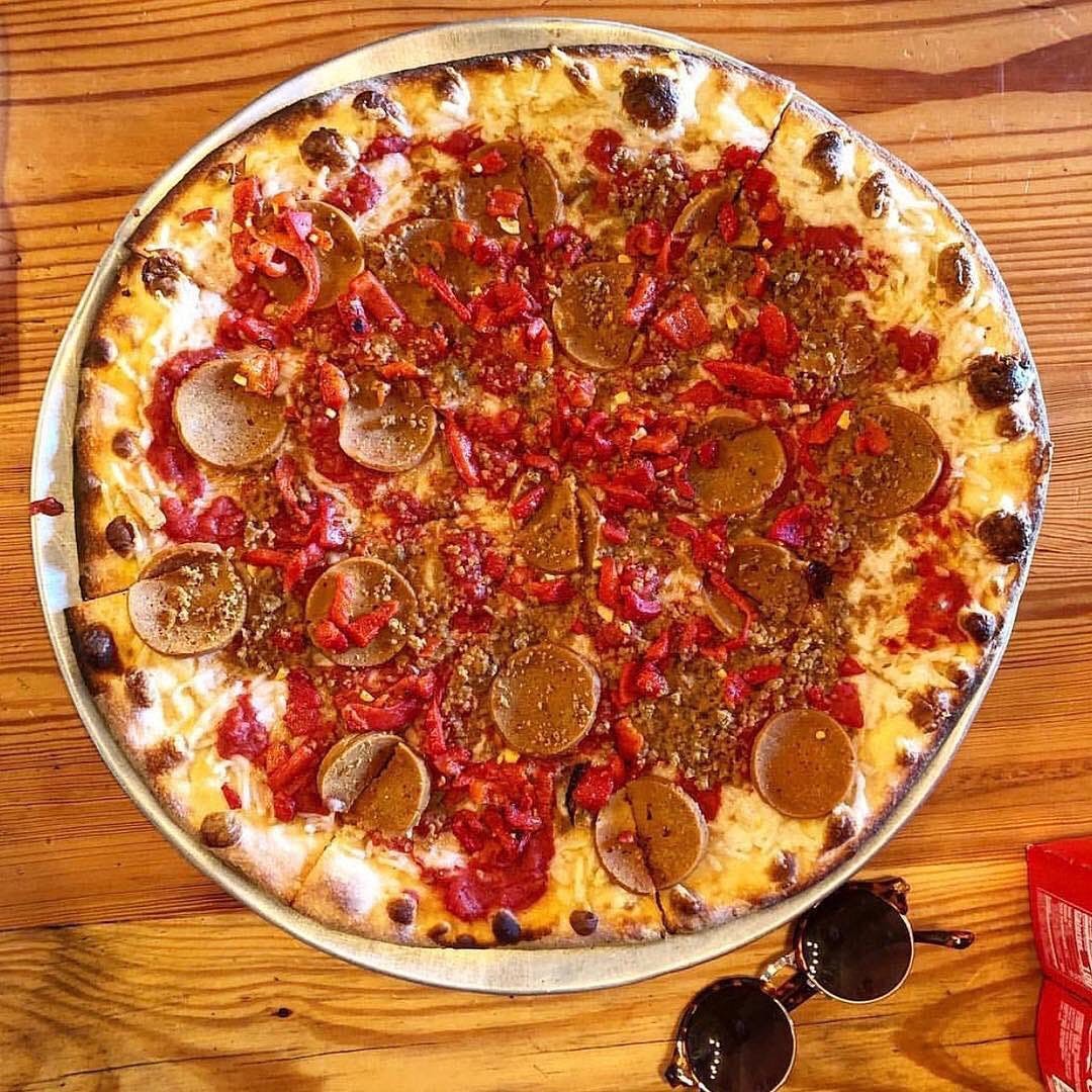 Order Vegan Sausage & Pepper Pizza - 12'' food online from Slice store, Philadelphia on bringmethat.com