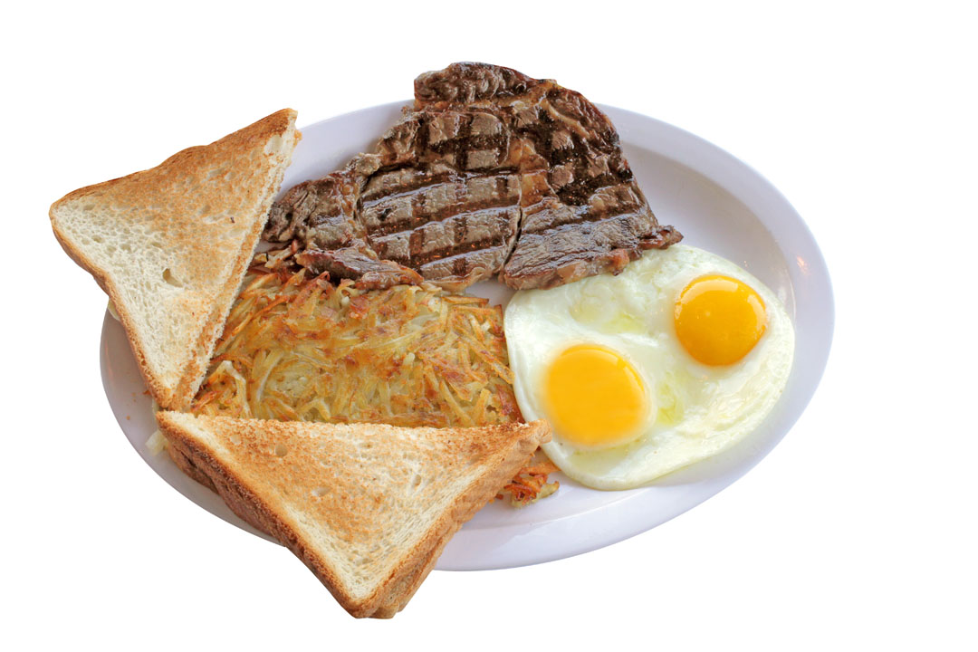 Order Rib-Eye Steak and Eggs Platter food online from Michael Super Burgers store, Whittier on bringmethat.com