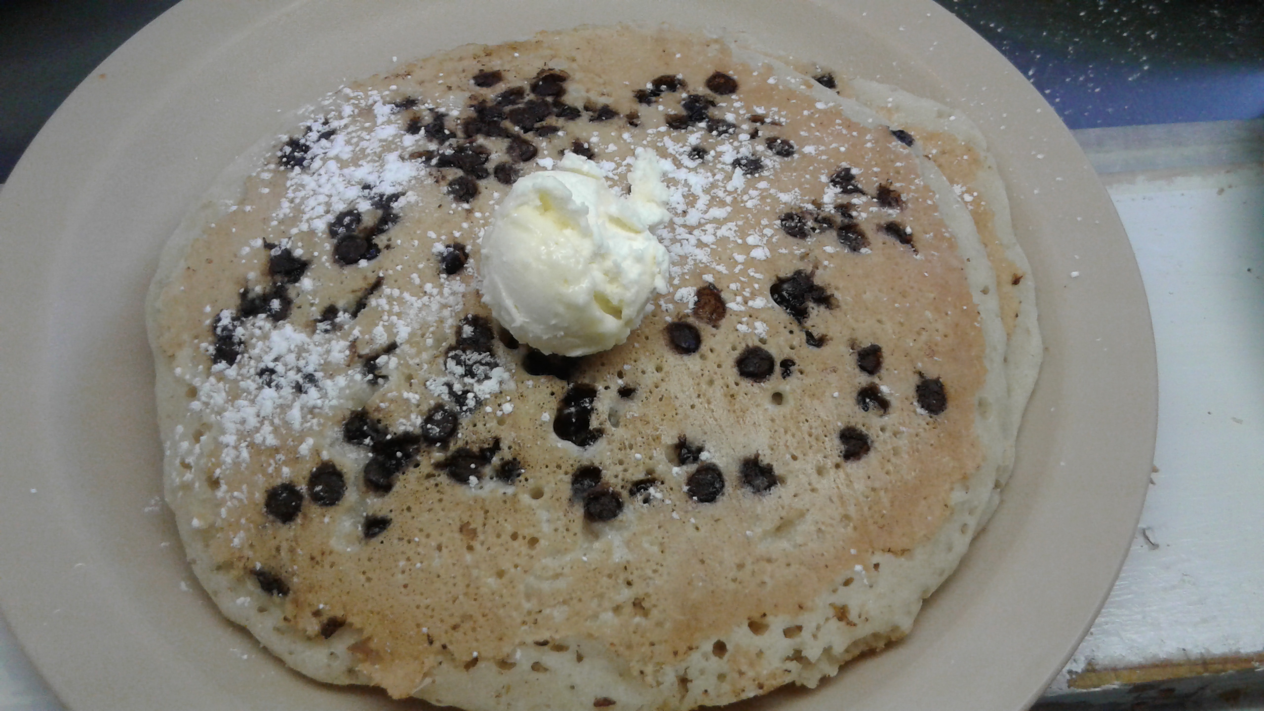 Order Chocolate Chip Pancakes food online from Bay Breeze Cafe Larsen Marina store, Ocean View on bringmethat.com
