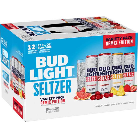 Order Bud Light Seltzer Variety Pack Remix, 12pk-12oz can beer (5.0% ABV) food online from Home-Gating Essentials store, Bolingbrook on bringmethat.com