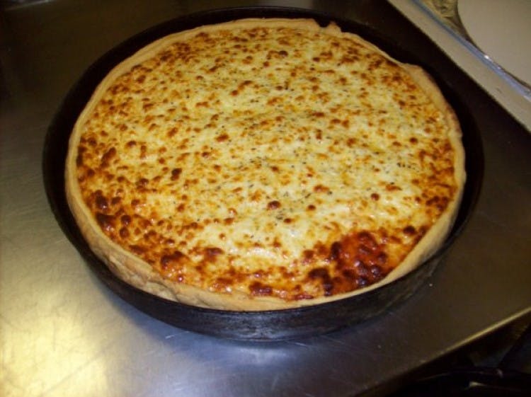 Order Pan Cheese Pizza - Small 10" food online from Coluta's Pizza store, Chicago on bringmethat.com