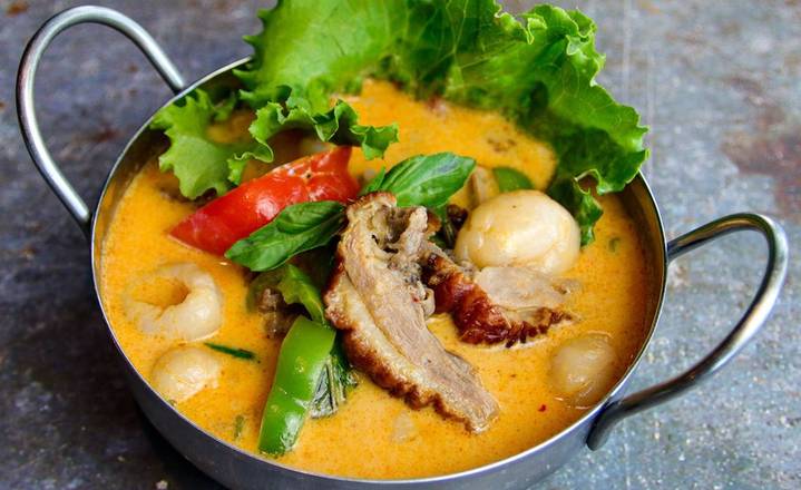 Order Lychee Roast Duck Curry food online from Baan Thai store, San Anselmo on bringmethat.com