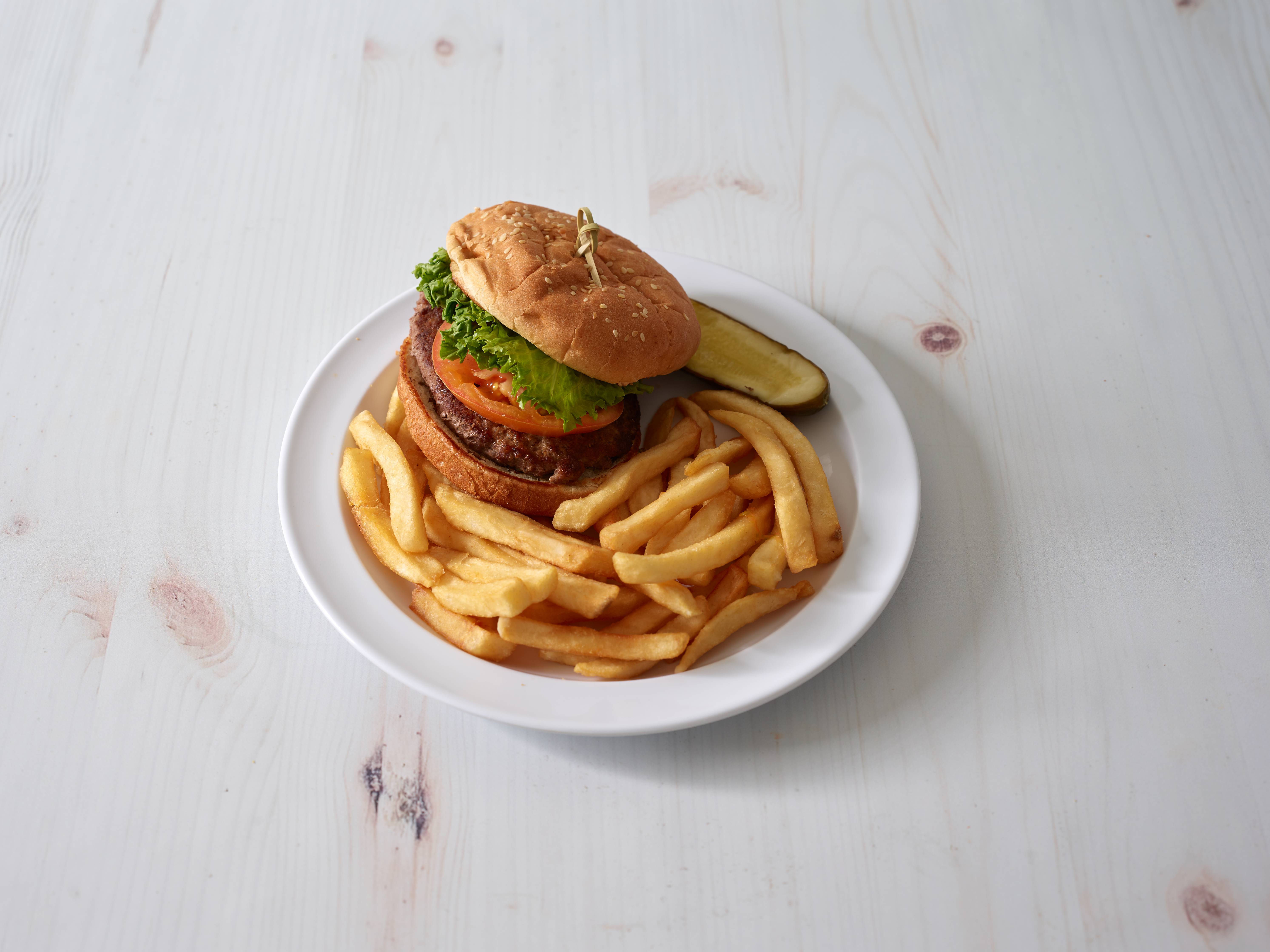 Order Pure Beef Burger Deluxe food online from Applejack Diner store, New York on bringmethat.com