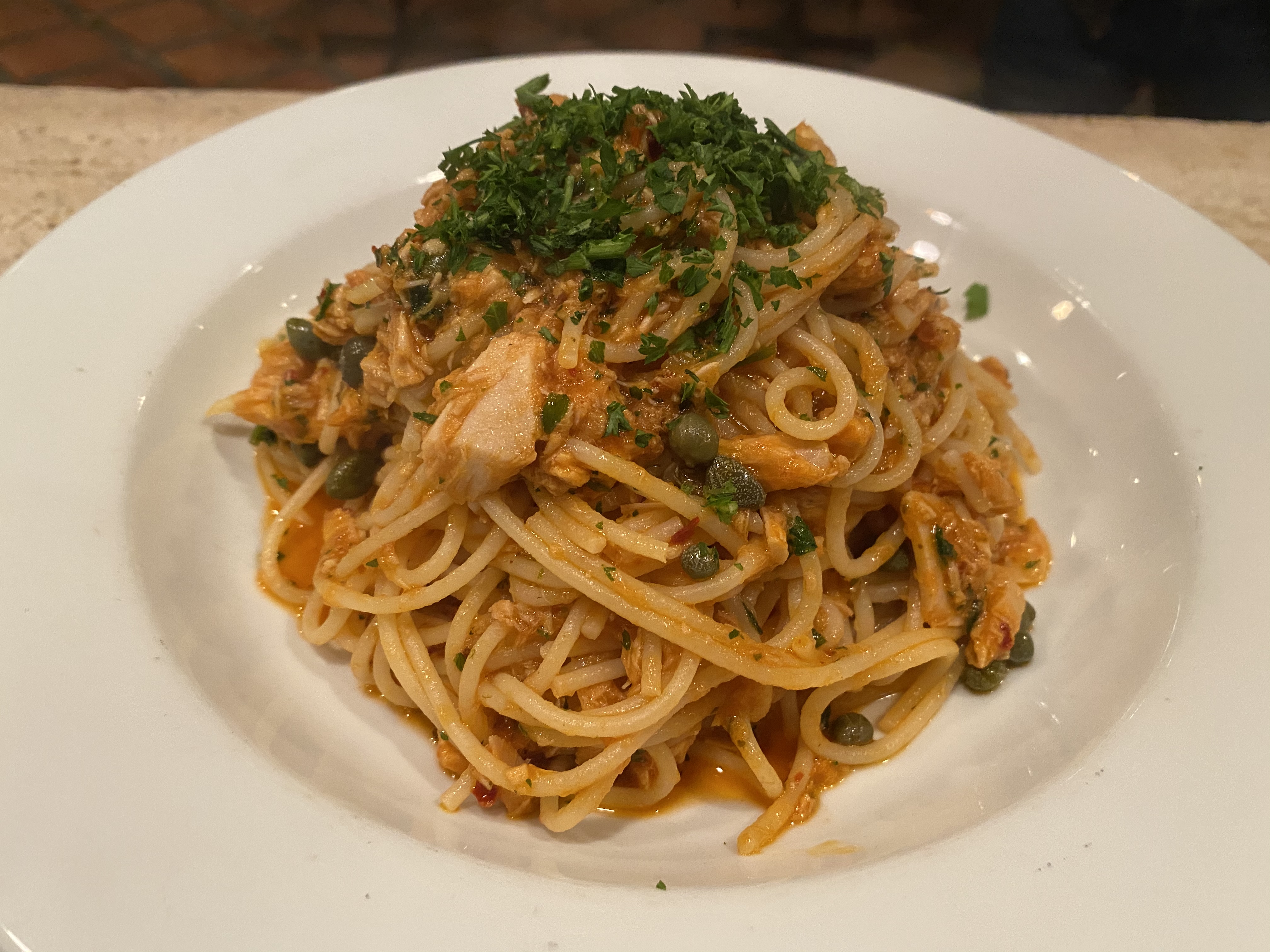 Order Spaghetti al Tonno food online from Piazza Italia store, Portland on bringmethat.com