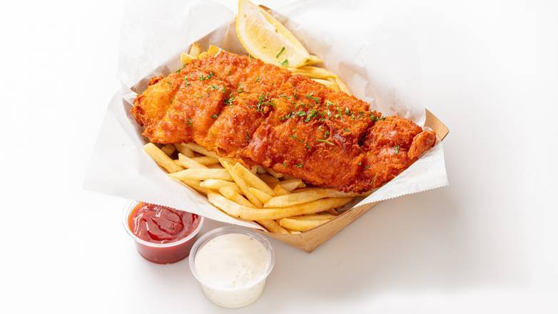 Order Fish & Chips Basket food online from Wing Squad store, Garland on bringmethat.com