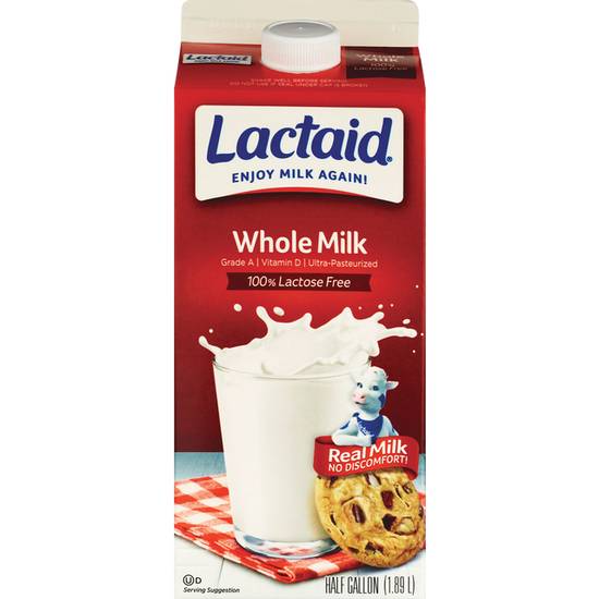 Order Lactaid 100% Lactose Free Whole Milk (1/2 Gallon) food online from CVS store, ORANGEBURG on bringmethat.com