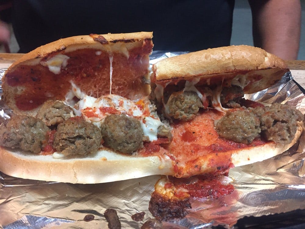 Order Meatball Sandwich - 9" food online from Chicagos Pizza store, San Antonio on bringmethat.com