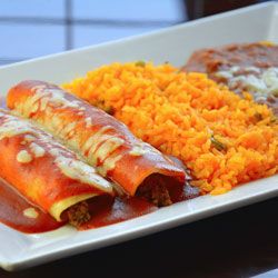 Order 5. Two Enchiladas, Rice and Beans Combo food online from Don Ramon Mexican Grill store, Cleveland on bringmethat.com