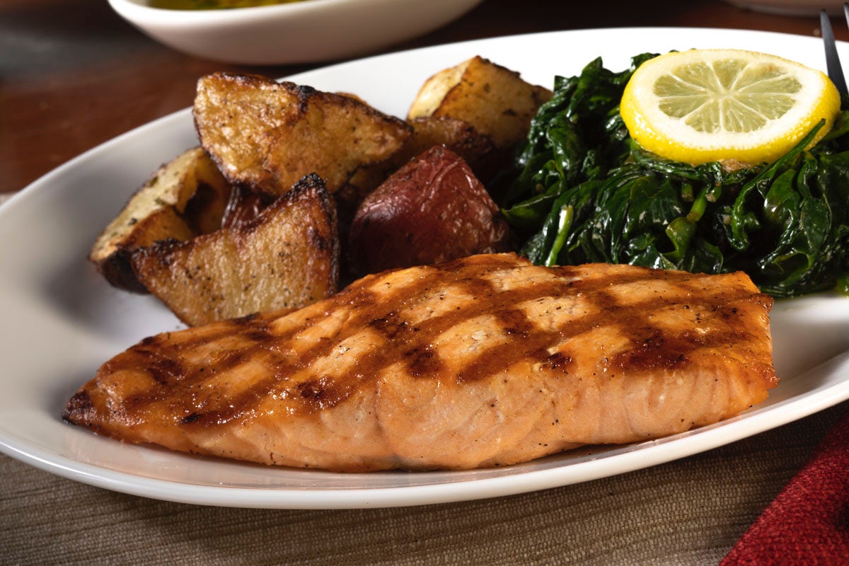 Order Grilled Salmon* food online from Bertuccis Brick Oven Pizzeria store, Avon on bringmethat.com