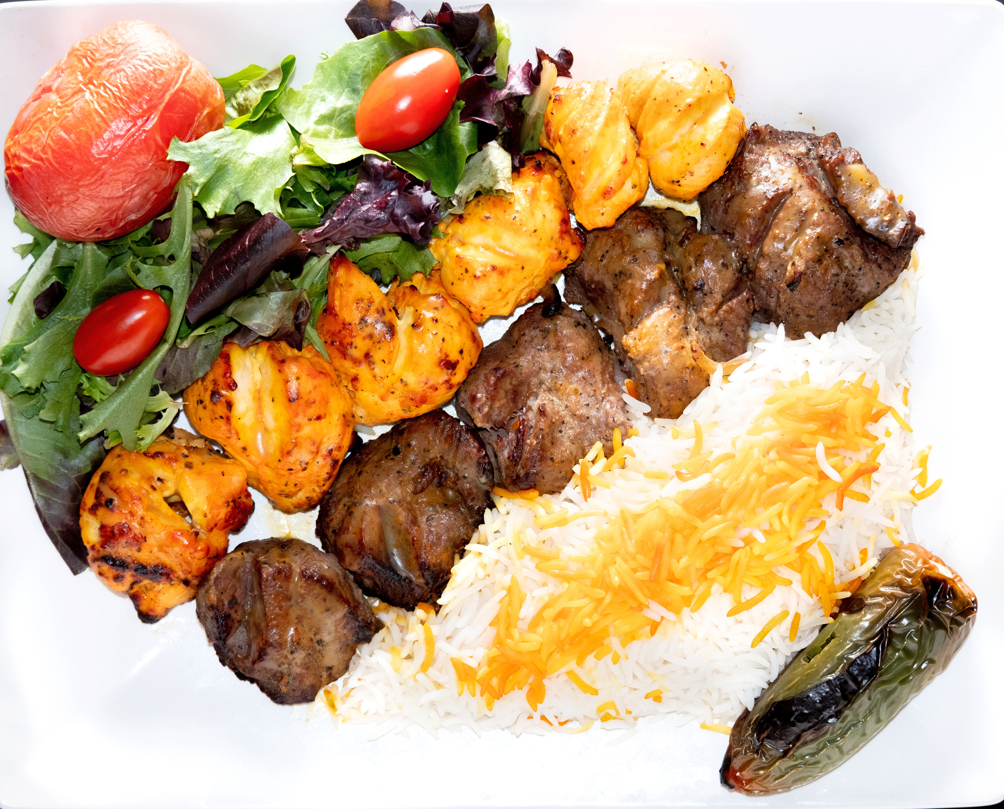 Order 8. Filet and Chicken Combo Plate food online from Shayan Express store, Los Angeles on bringmethat.com