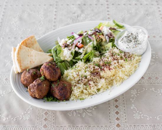 Order Lamb Meatball Gyro Plate food online from Zayna Flaming Grill store, Redondo Beach on bringmethat.com