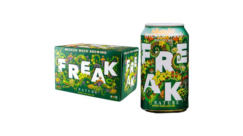 Order Wicked Weed Brewing Freak Of Nature Double Ipa Beer Can - Pack Of 6 12 oz food online from Valero Food Mart store, Murrayville on bringmethat.com